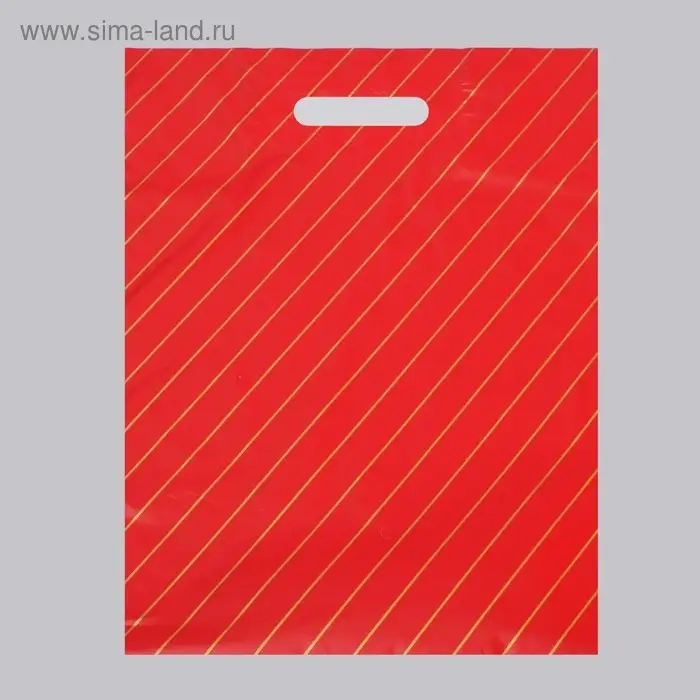 Пакет полиэтиленовый, с вырубной ручкой, «Полоска», бордовый, 35 х 45 см, 50 мкм