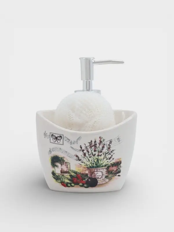 Дозатор для моющего средства с подставкой для губки Доляна &laquo;Лаванда&raquo;, 260 мл