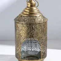 Подсвечник на 1 свечу &laquo;Фонарь. Вереск&raquo;, металл под золото, d=8 см, 16&times;16&times;31.5 см