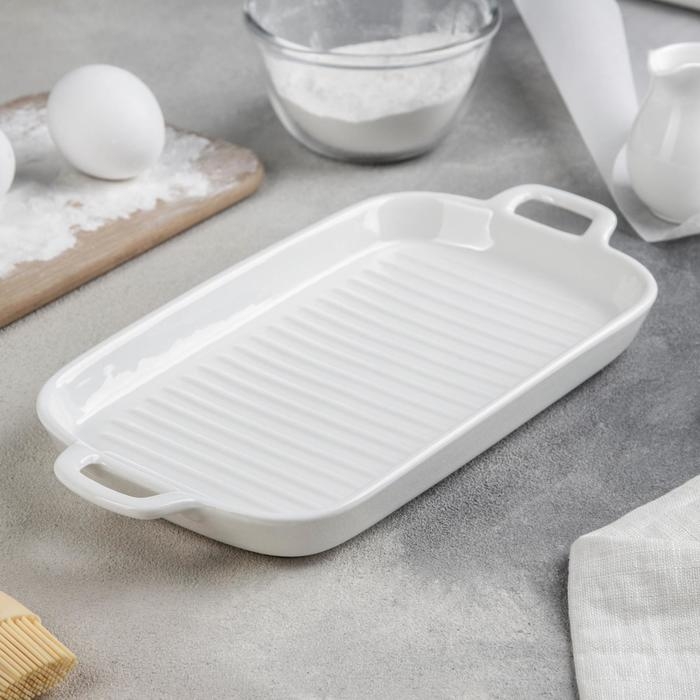 Блюдо фарфоровое для запекания Magistro «Гриль Бланш», 450 мл, 29,5×15×3,3 см, цвет белый Блюдо фарфоровое для запекания Magistro «Гриль Бланш», 450 мл, 29,5×15×3,3 см, цвет белый