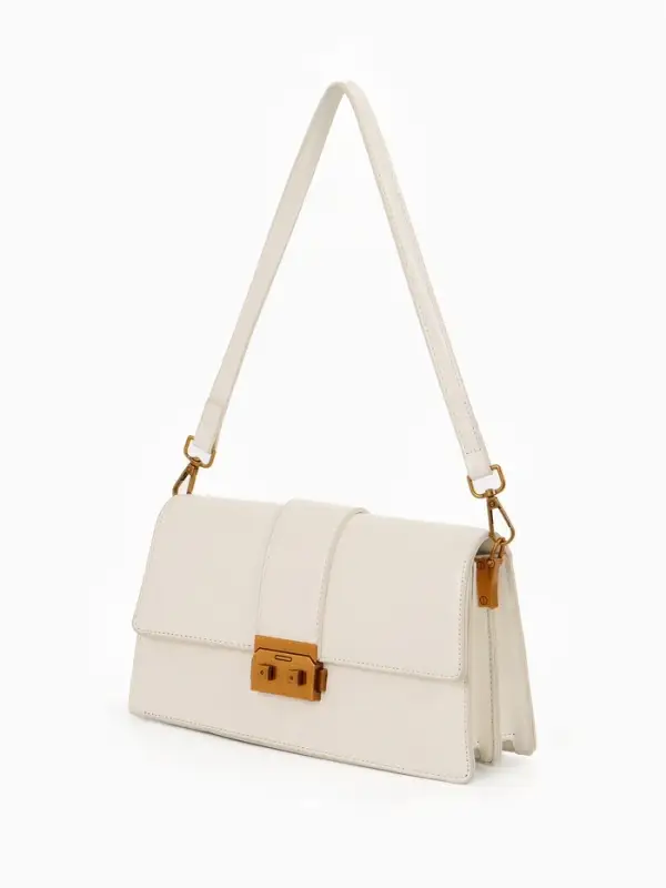 Сумка женская мессенджер TEXTURA на клапане, 26&times;8.5&times;14 см, молочная