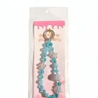 Брелок - обвес на телефон &laquo;Цветочки&raquo;, из бусин, 12.5 см, голубой
