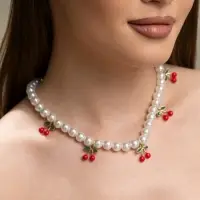 Бусы жемчужные &laquo;Вишня&raquo;, цветные в золоте