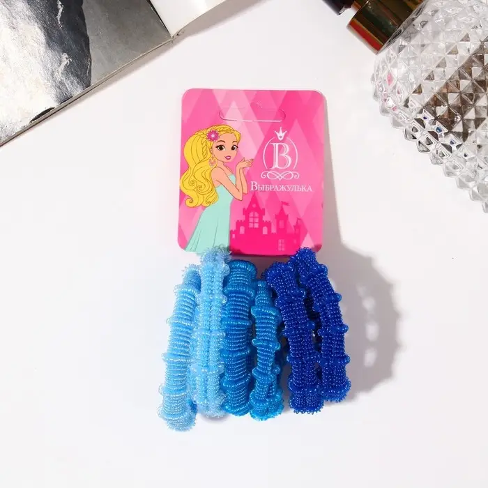 Резинка для волос Резинка для волос "Махрушка" (набор 6 шт) 4 см, синий голубой