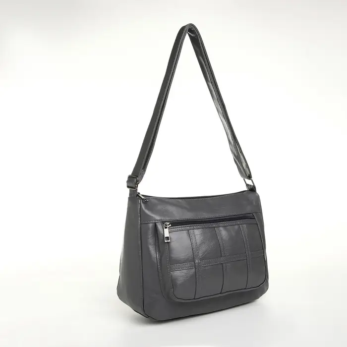 Сумка женская кросс-боди на молнии, 20&times;8.5&times;15 см, однотонная, серая