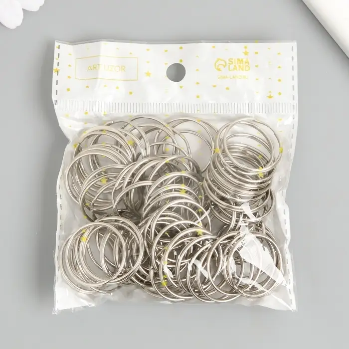 Основа для брелока кольцо металл серебро набор 80 шт 2,5х2,5 см Основа для брелока кольцо металл серебро набор 80 шт 2,5х2,5 см