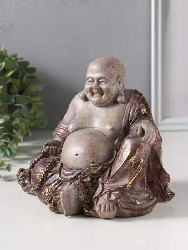 Фигура полистоун &laquo;Хотей с чётками&raquo;, с золотой патиной, 15.7&times;20.5&times;17 см