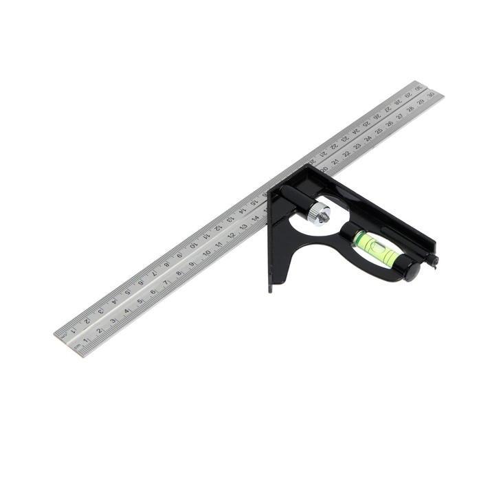 Угольник металлический комбинированный ТУНДРА, с уровнем, 300 мм Угольник металлический комбинированный ТУНДРА, с уровнем, 300 мм