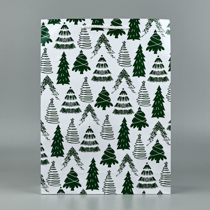 Пакет подарочный новогодний ламинированный «Ёлочки», L 28 х 38 х 9 см Пакет подарочный новогодний ламинированный «Ёлочки», L 28 х 38 х 9 см