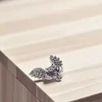 Брошь &laquo;Сова&raquo;, фиолетовая в чернёном серебре