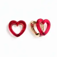Серьги &laquo;Сердце двойное&raquo;, красные в серебре