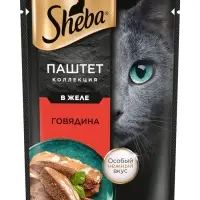 Влажный корм Sheba для кошек с говядиной, паштет, пауч, 75 г