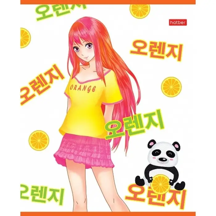 Тетрадь А5, 48 листов клетка Девочки-апельсинки, обложка мелованный картон, скругленые углы, блок 65 г/м2, 5 видов МИКС