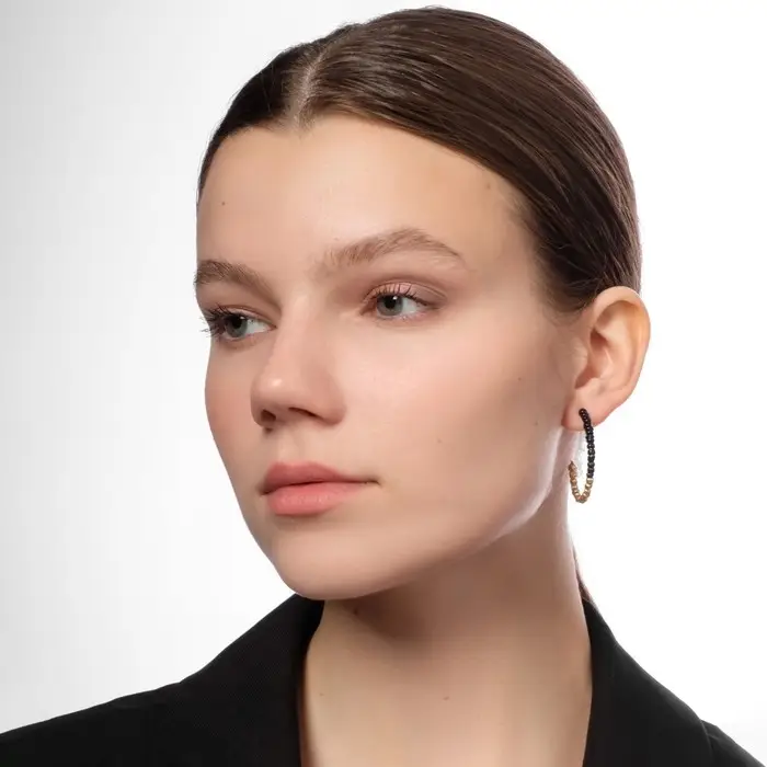 Серьги набор 8 пар «Ночь» кольца, цвет чёрно-белый в золоте, d=4 Серьги набор 8 пар «Ночь» кольца, цвет чёрно-белый в золоте, d=4