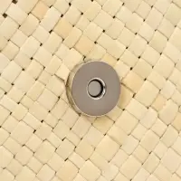 Сумка плетёная на застёжке из пандана, 35&times;12&times;40 см, бежево-чёрная