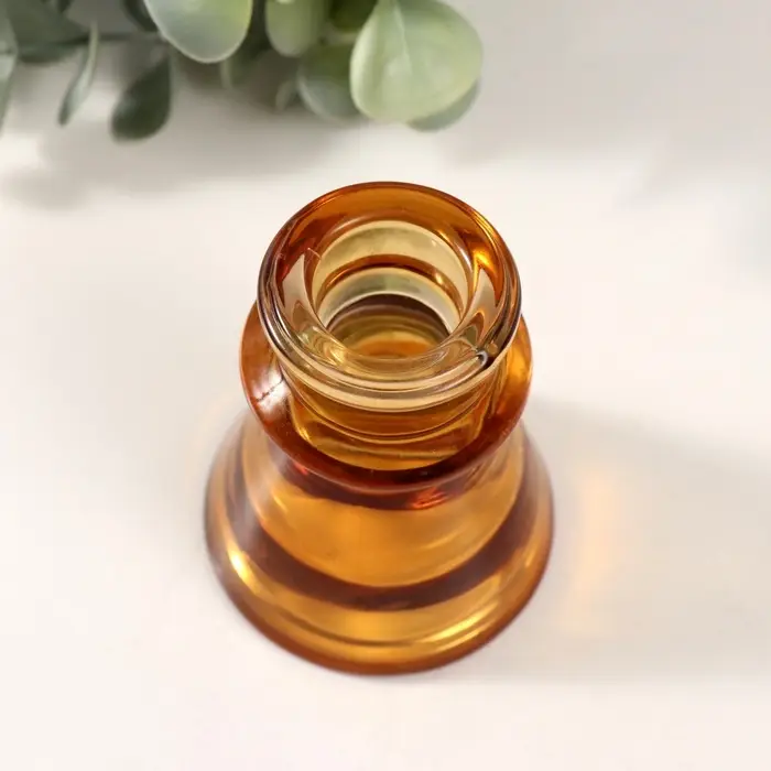 Подсвечник стекло на 1 свечу "Нео" прозрачный корица d=2,3 см 6х6х7,5 см