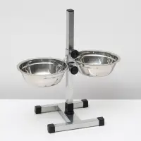 Подставка с мисками, 2×2 л, высота 50 см, разборная с верхним фиксатором, хром Подставка с мисками, 2×2 л, высота 50 см, разборная с верхним фиксатором, хром
