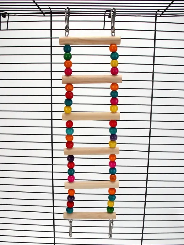 Игрушка для птиц &laquo;Лесенка с бусинами&raquo; 6 ступеней, 37 см, цвет МИКС