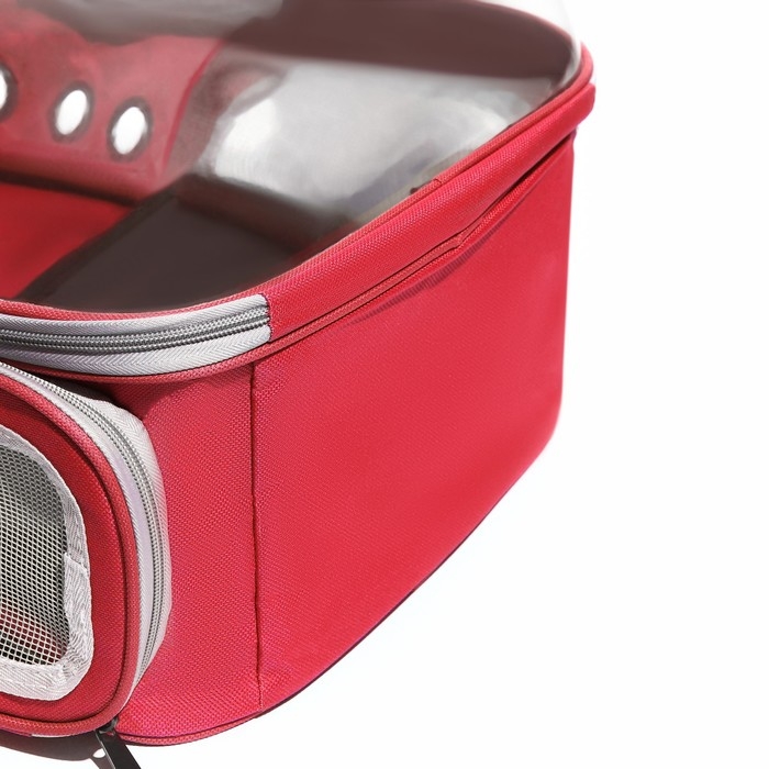 Рюкзак для переноски кошек и собак, прозрачный, 31 х 28 х 42 см, красный Рюкзак для переноски кошек и собак, прозрачный, 31 х 28 х 42 см, красный