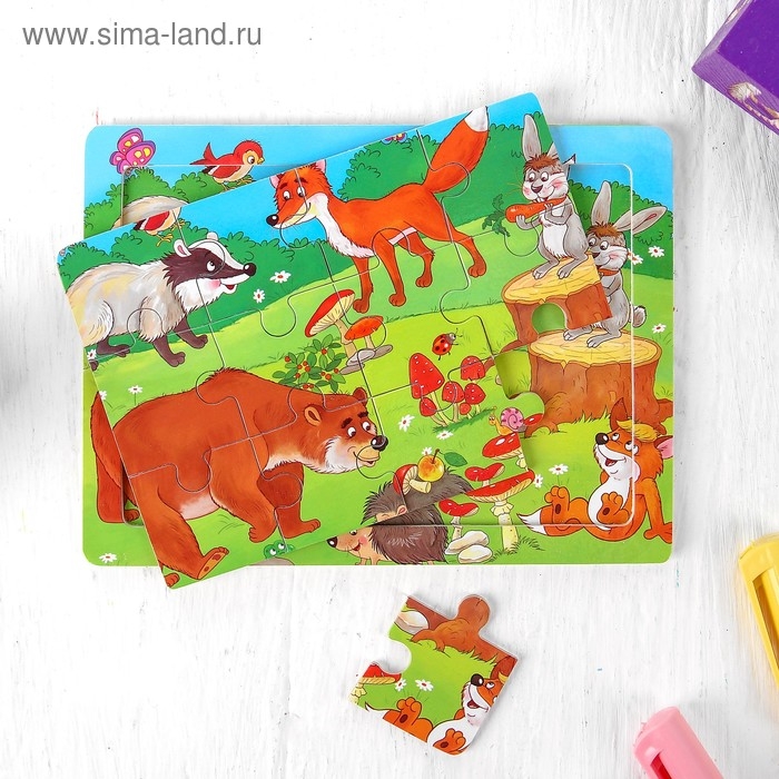 Пазл «Лесные жители» 12 элементов, 0,4×14,5×11 см Пазл «Лесные жители» 12 элементов, 0,4×14,5×11 см