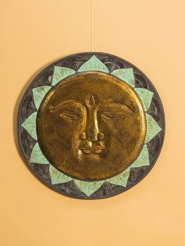 Панно  Панно "Солнце" МДФ, 40х40х2 см, цв. чёрный/золото/бирюзовый