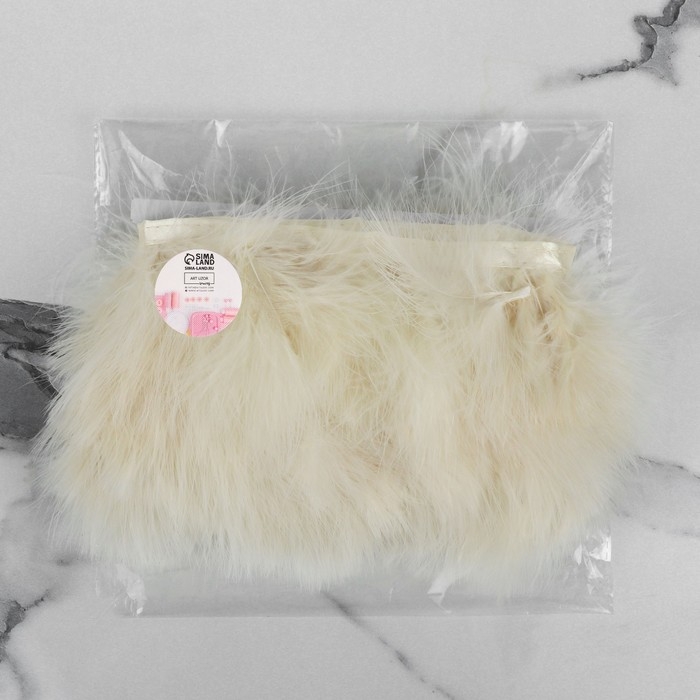 Тесьма с перьями марабу, 8-10 см, 5 ± 0,5 м, цвет бежевый Тесьма с перьями марабу, 8-10 см, 5 ± 0,5 м, цвет бежевый