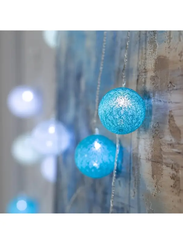 Гирлянда &laquo;Нить&raquo; 5 м с насадками &laquo;Клубки пастельные&raquo;, IP20, прозрачная нить, 20 LED, свечение белое, 220 В