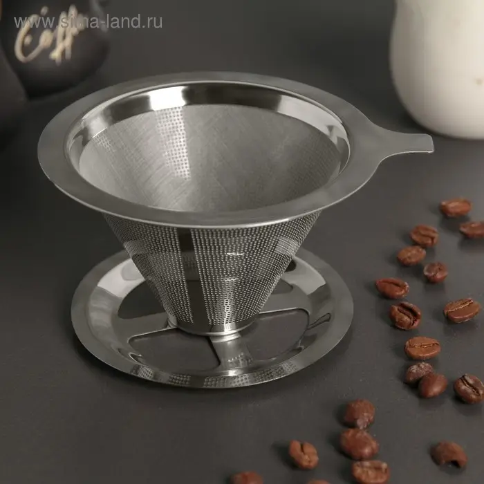 Воронка-дриппер V60 для заваривания кофе &laquo;Пуровер&raquo;, 10&times;6 см, 304 сталь