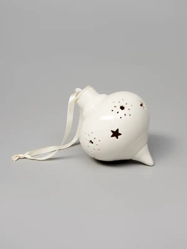 Ёлочный шар с подсветкой &laquo;Снежный&raquo;, 10.7&times;8.5&times;8.5 см, 1 LED, керамика, от батареек LR44&times;3, керамика, свечение тёплое белое