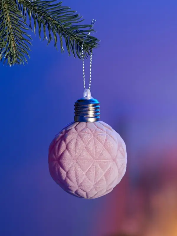 Елочный шар Елочный шар "Бархатный узор" 8 см, 1 LED, LR44x3 (в компл.), Т/БЕЛЫЙ