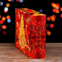 Подарочная новогодняя коробка &laquo;Праздничный Шелк&raquo; в красном 29&times;9&times;25 см