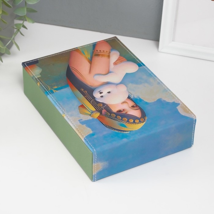 Шкатулка кожзам для украшений с зеркалом  Шкатулка кожзам для украшений с зеркалом "Девушка с пуделем" 15х21,5х5,5 см
