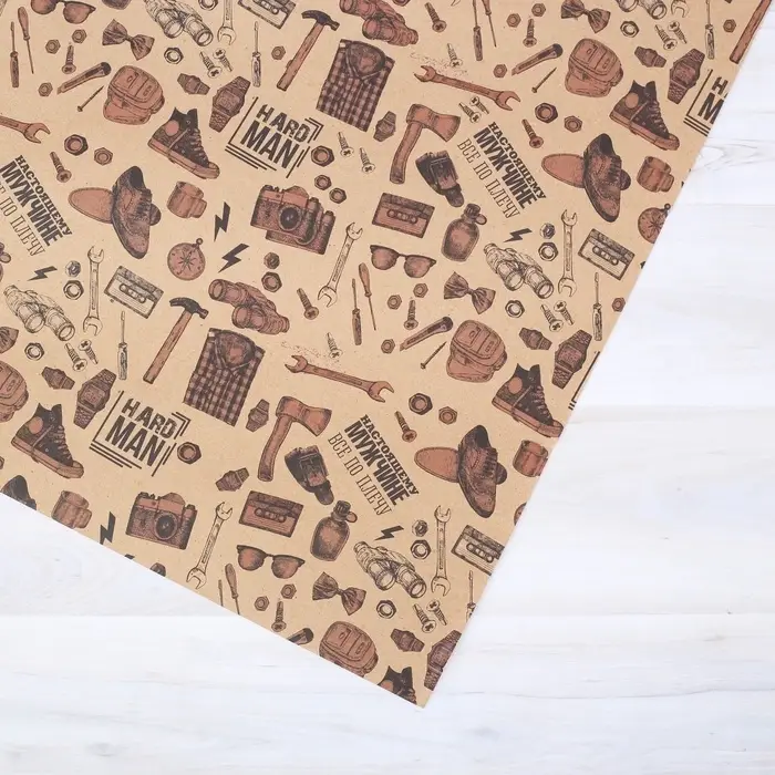 Бумага упаковочная крафтовая &laquo;Настоящему мужчине&raquo;, 50 х 70 см
