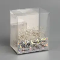 Гирлянда &laquo;Мишура&raquo; 2 м роса с насадками &laquo;Бусины&raquo;, IP20, серебристая нить, 100 LED, батарейки ААх3 (нет в комплекте), свечение белое