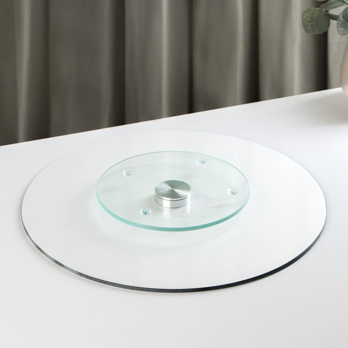 Подставка стеклянная для торта вращающаяся Доляна «Тропики», d=32 см ㅤ Подставка стеклянная для торта вращающаяся Доляна «Тропики», d=32 см ㅤ