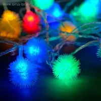 Гирлянда &laquo;Нить&raquo; 5 м с насадками &laquo;Ёжики цветные&raquo;, IP20, прозрачная нить, 30 LED, свечение мульти, 8 режимов, 220 В