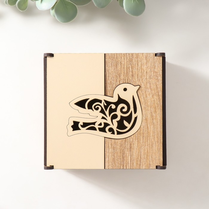 Шкатулка комбинированная  Шкатулка комбинированная "Птица" 10,5х10х7 см