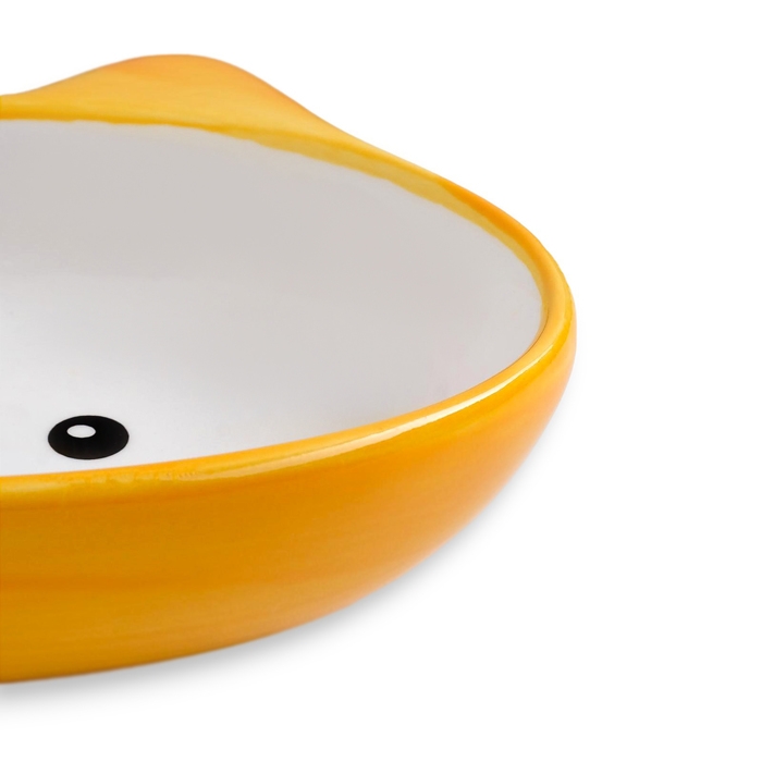 Миска керамическая овальная Миска керамическая овальная "Кошачья мордочка" 200 мл 14 х 12 х 3,5 см, жёлтая/белая