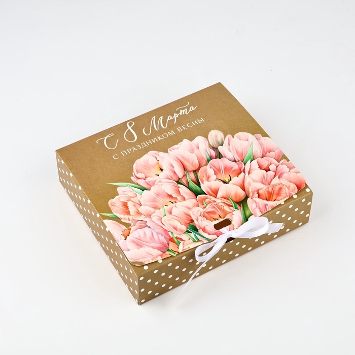 Складная коробка подарочная «С праздником весны, 8 марта», 20 × 18 × 5 см Складная коробка подарочная «С праздником весны, 8 марта», 20 × 18 × 5 см