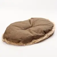 Лежанка для кошек и собак, 65&times;50&times;20 см, рогожка, искусственный мех, коричневая