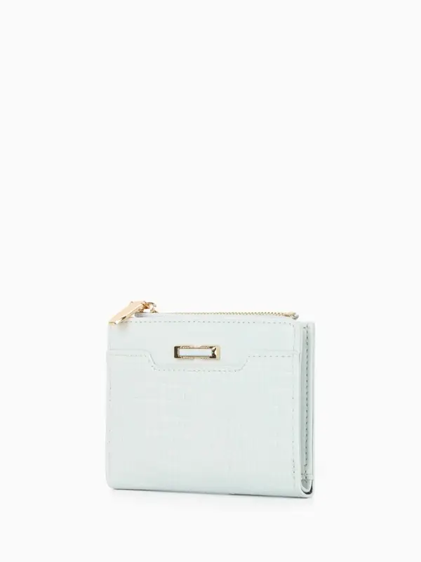 Кошелёк женский на кнопке, 12.5&times;2&times;9 см, однотонный, комбинированный, светло-голубой