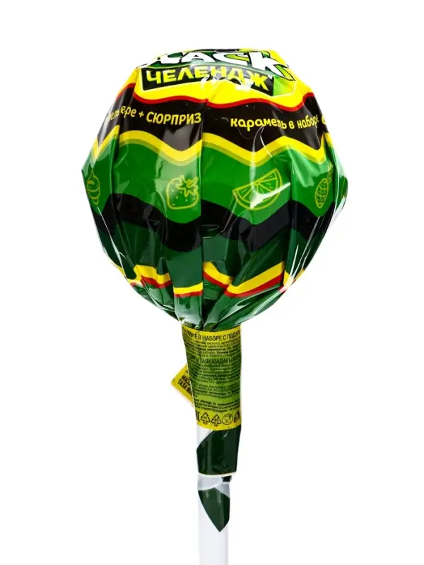 Карамель на палочке в наборе с подарком Карамель на палочке в наборе с подарком "Лизунец MAXI Black Челендж" 112гр*24шт.