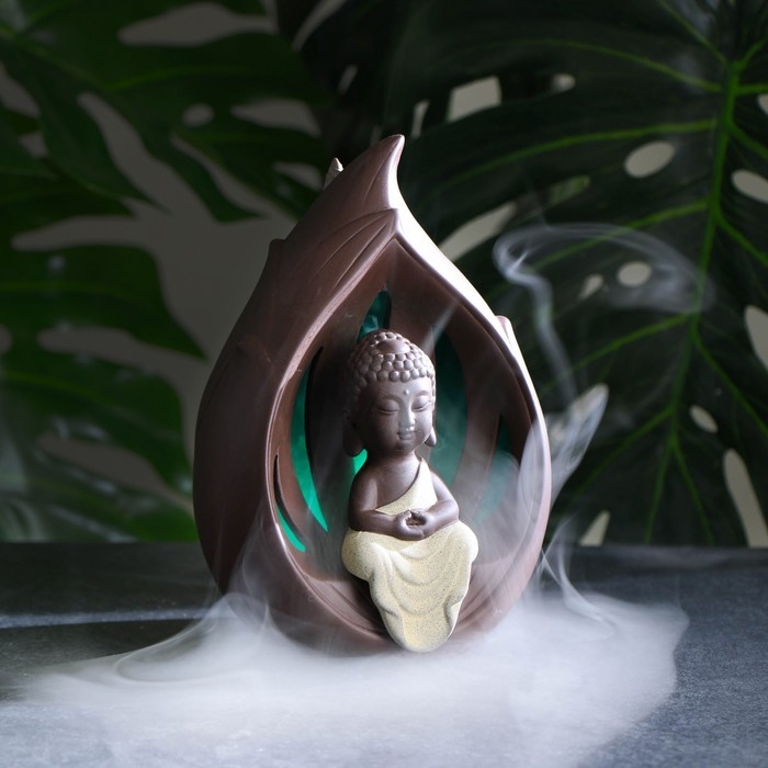 Подставка для благовоний "Будда" 18х12см, с подсветкой, батарейки LR44