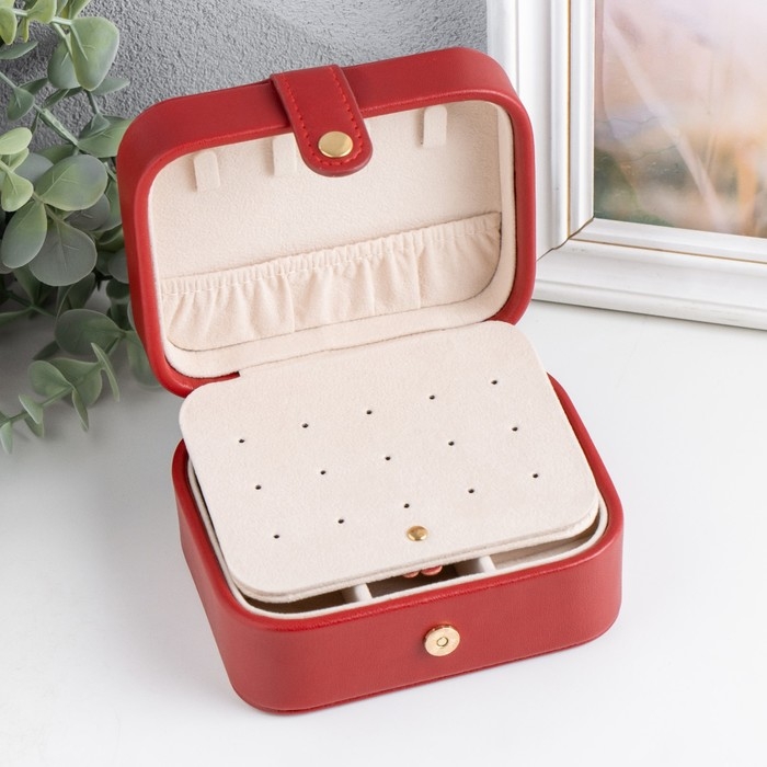 Шкатулка кожзам для украшений  Шкатулка кожзам для украшений "Стёганая матовая" бордовая 12х10х6,3 см