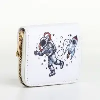 Кошелёк на молнии &laquo;Космонавт&raquo;, маленький, детский, белый