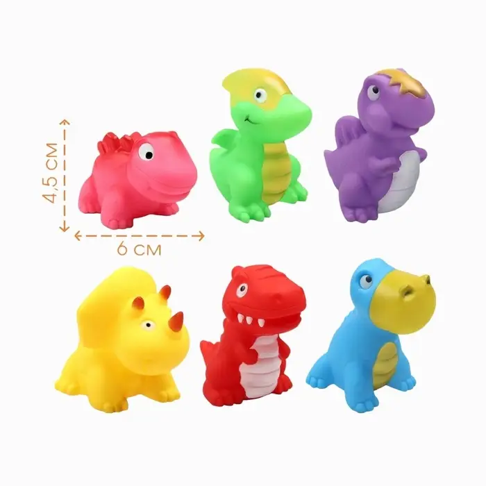 Резиновые игрушки для ванны Крошка Я &laquo;Динопарк&raquo;, с пищалкой, в наборе 6 шт., МИКС