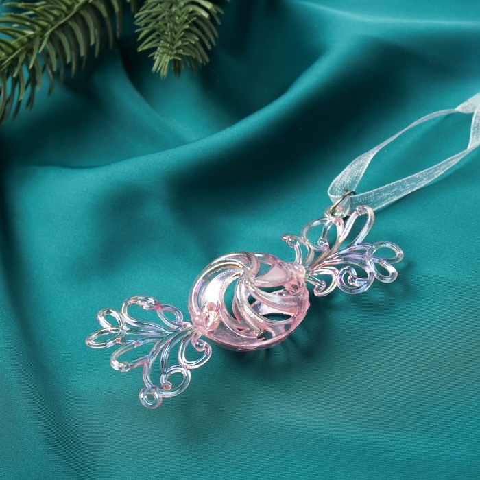 Набор ёлочных игрушек 2 шт. «Зимнее волшебство. Ажурные конфеты» пластик, 9,5х3,5 см, сиреневый перелив Набор ёлочных игрушек 2 шт. «Зимнее волшебство. Ажурные конфеты» пластик, 9,5х3,5 см, сиреневый перелив