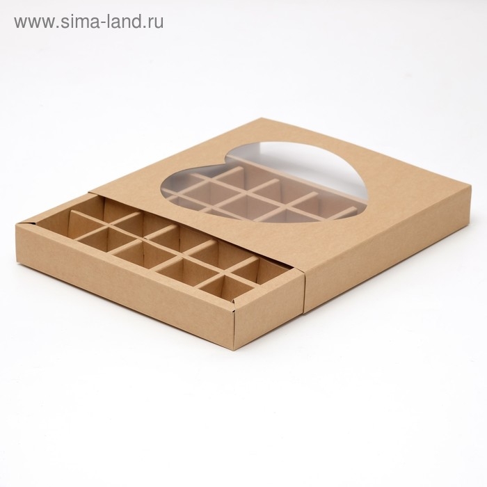 Кондитерская коробка для конфет 25 шт  Кондитерская коробка для конфет 25 шт "Сердце", крафт, 22 х 22 х 3,5 см