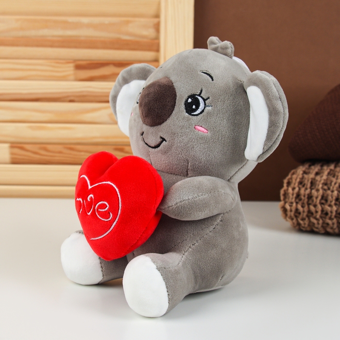 Мягкая игрушка «Коала» с сердцем, 22 см, цвет серый Мягкая игрушка «Коала» с сердцем, 22 см, цвет серый