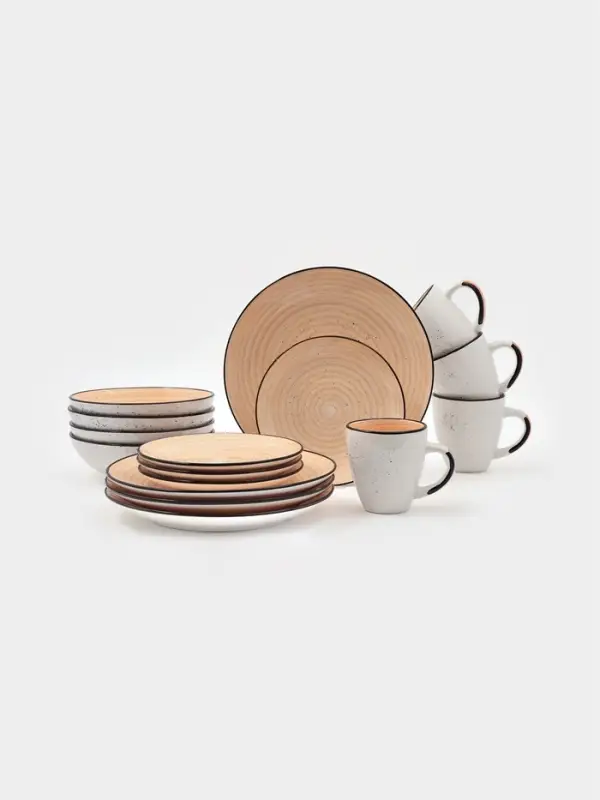 Набор посуды 16 предметов Доляна "Nature" Тар 27, 19 см, глуб тар 18 см, песоч в крап